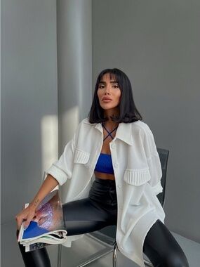 Waffle Knit Oversized Shirt